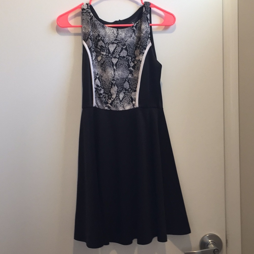 Black Babydoll dress with snakeskin detail